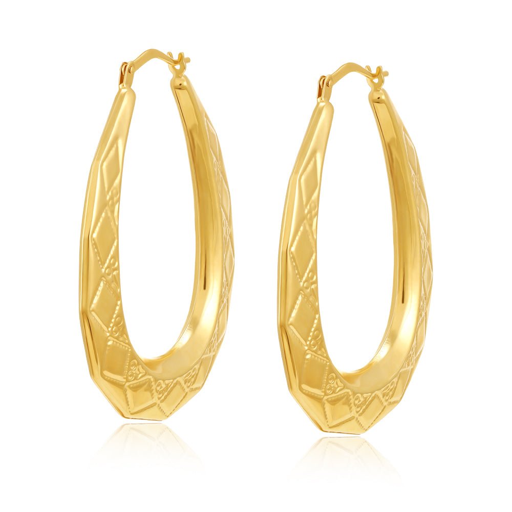 9ct Yellow Gold Creole Earrings 40.3 X 29.9mm - FJewellery