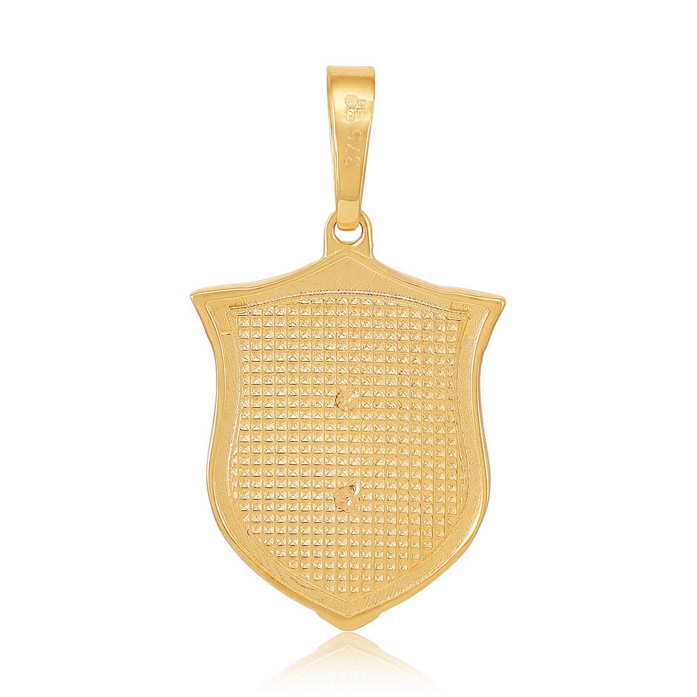 9ct Yellow Gold Cross Shield Pendant - FJewellery