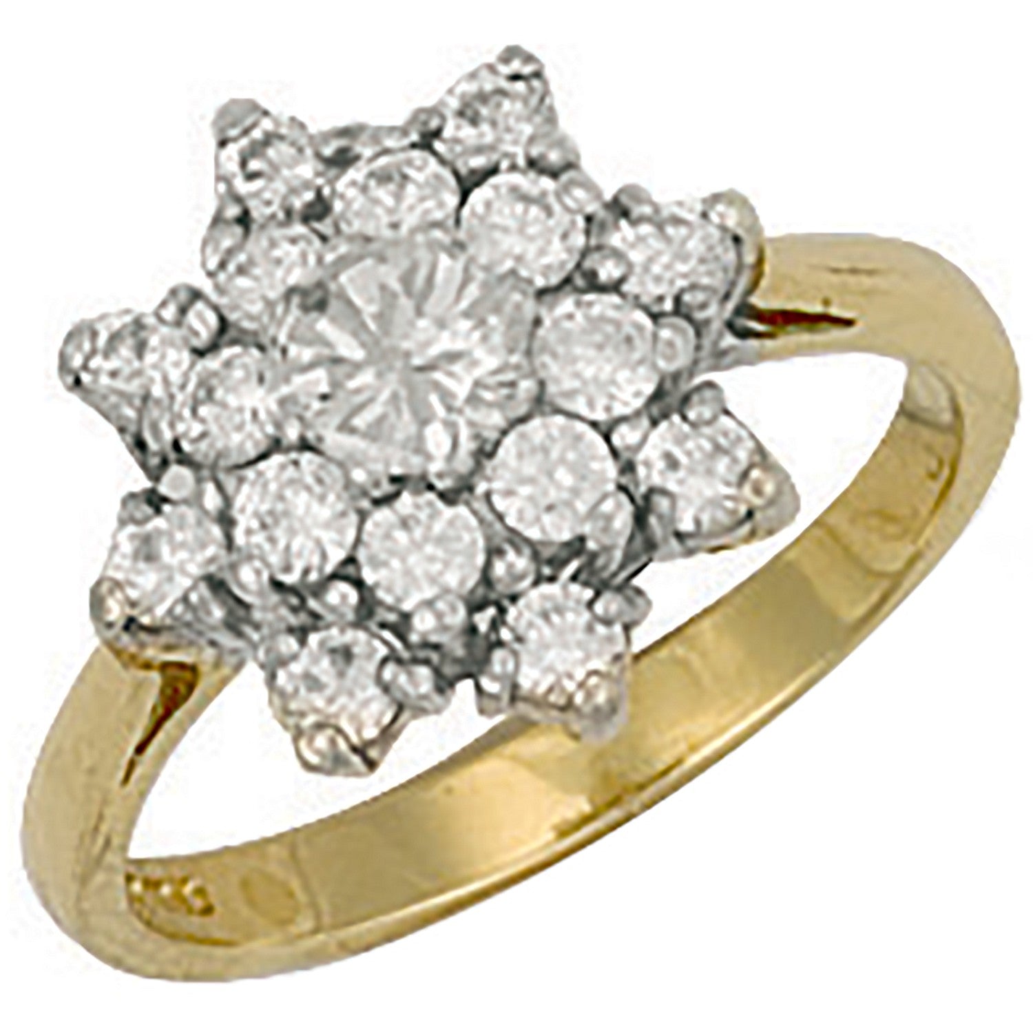 9ct Yellow Gold Cubic Zirconia Cluster Ring - FJewellery