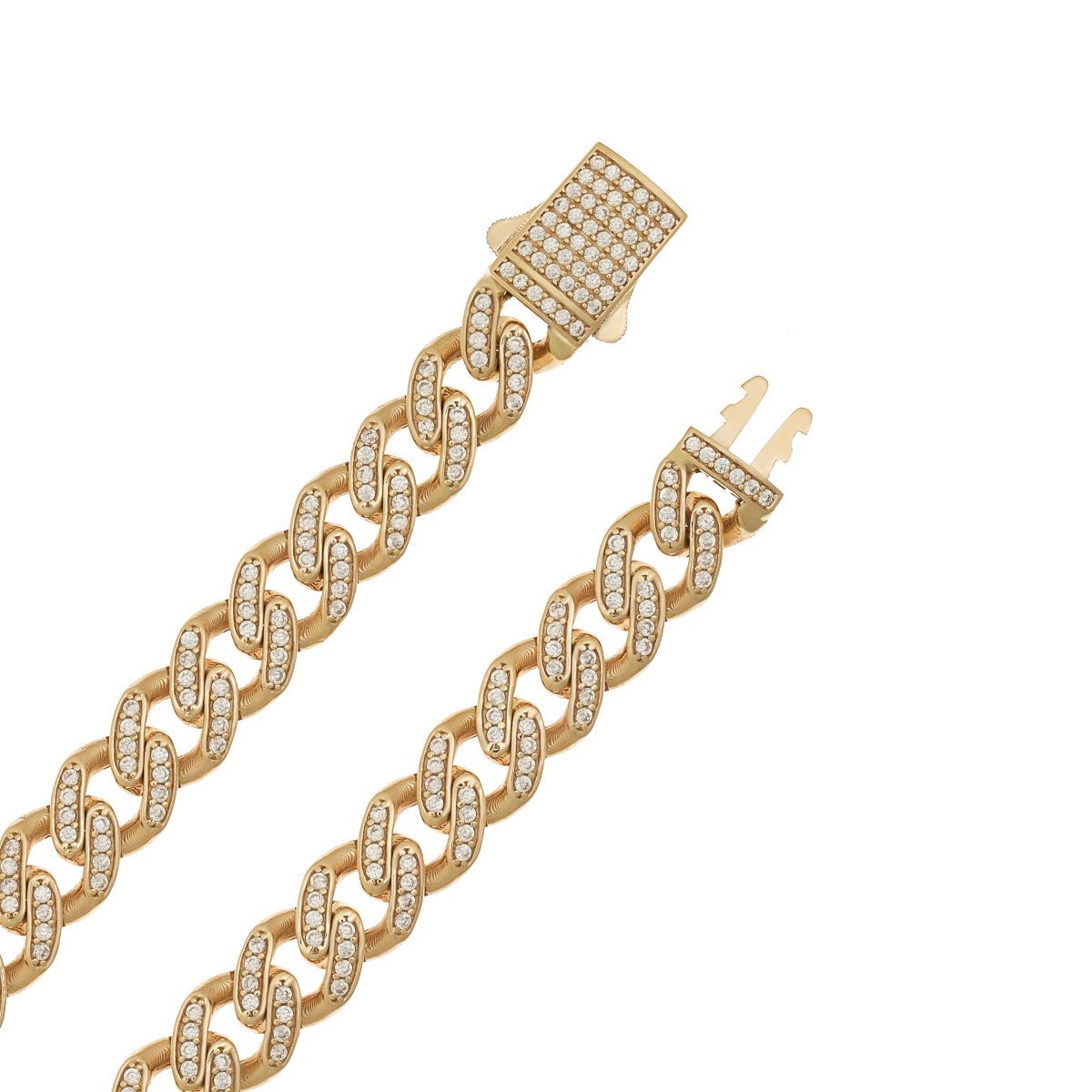 9ct Yellow Gold Cubic zirconia Curb bracelet 9mm - FJewellery