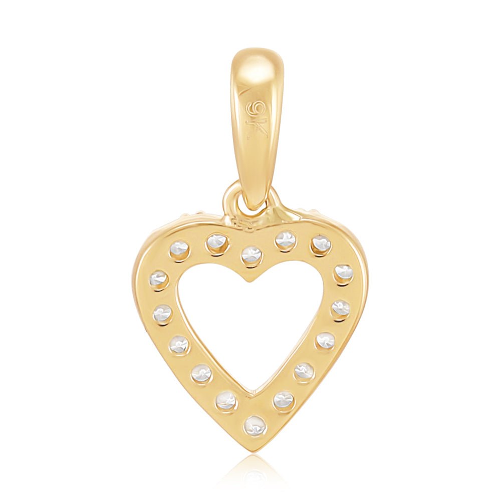9ct Yellow Gold Cubic Zirconia Heart Pendant - FJewellery
