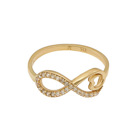 9ct Yellow Gold Cubic zirconia Infinity ring HPR0085 - FJewellery