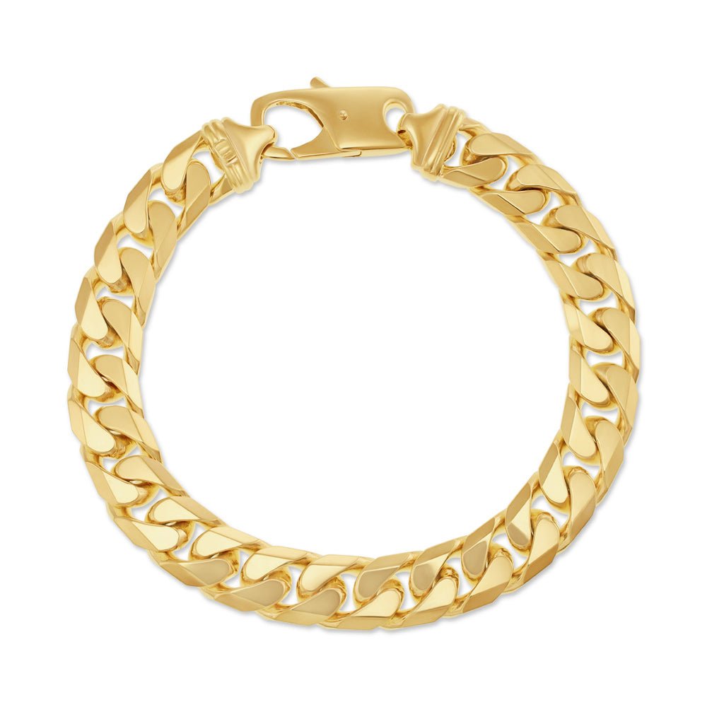 9ct Yellow Gold Curb Bracelet 11mm - FJewellery