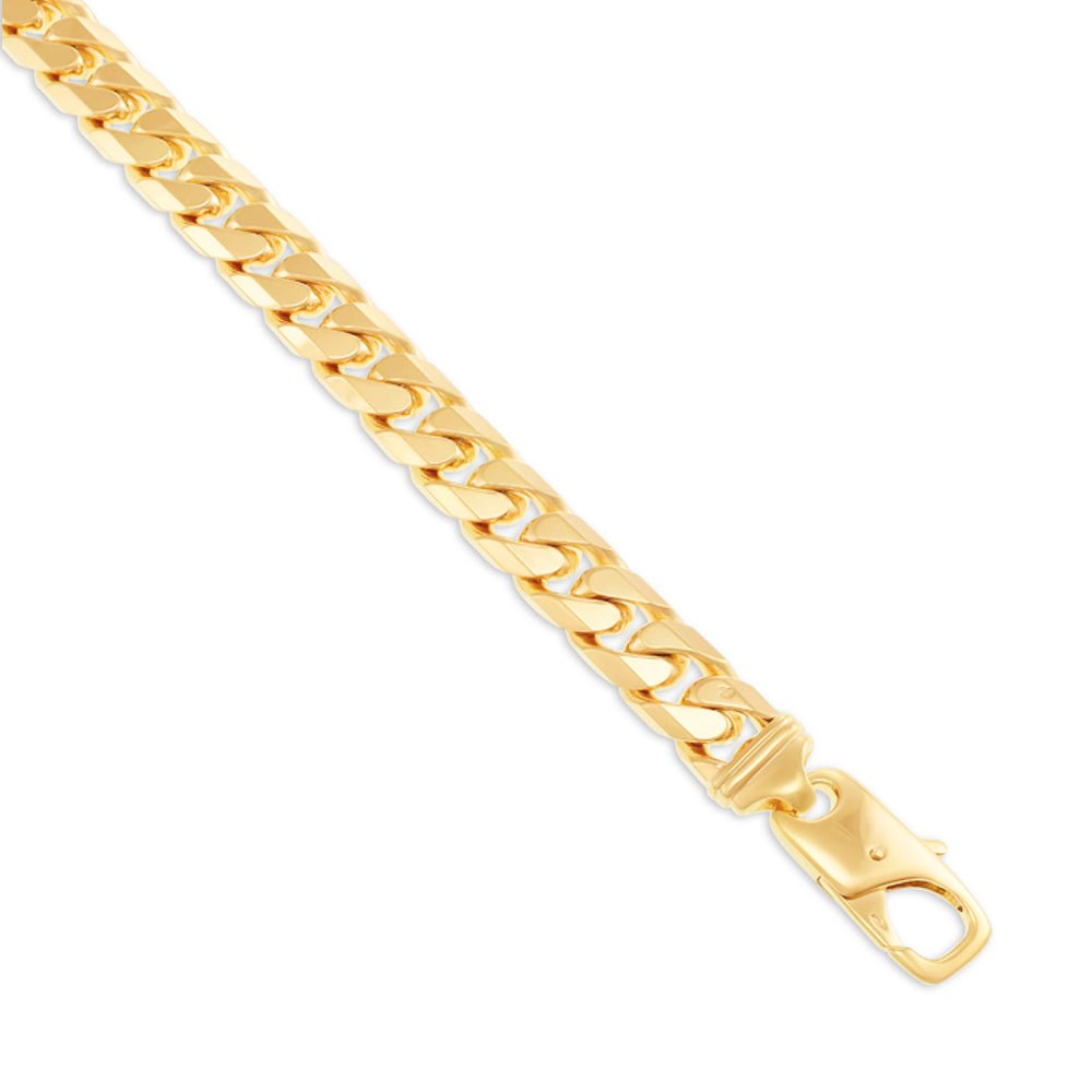 9ct Yellow Gold Curb Bracelet 11mm - FJewellery