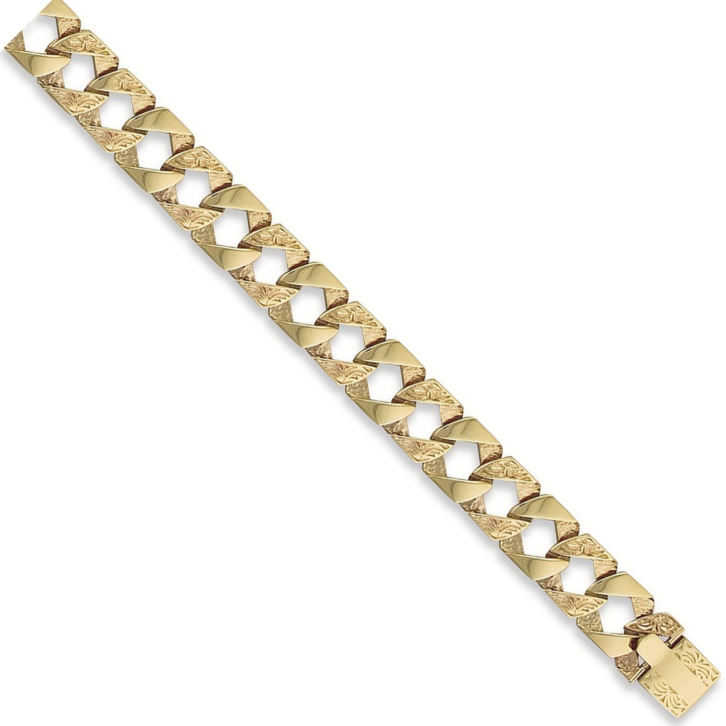 9ct Yellow Gold Curb Bracelet 15.0mm - FJewellery