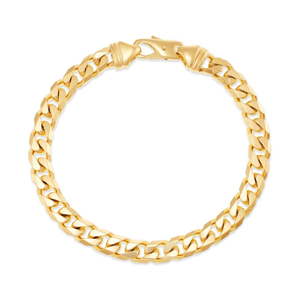 9ct Yellow Gold Curb Bracelet 7.2mm - FJewellery