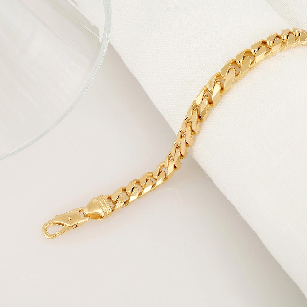 9ct Yellow Gold Curb Bracelet 7.2mm - FJewellery