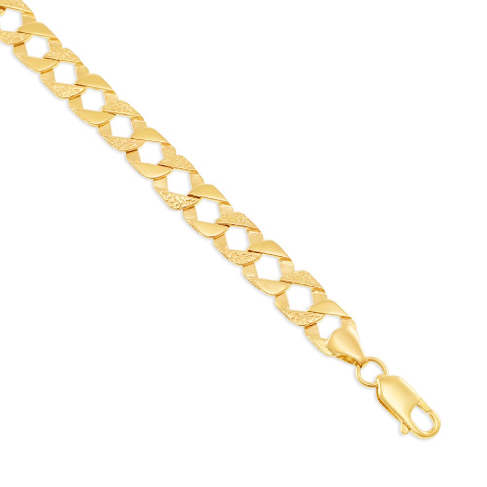 9ct Yellow Gold Curb Bracelet 7.5mm - FJewellery