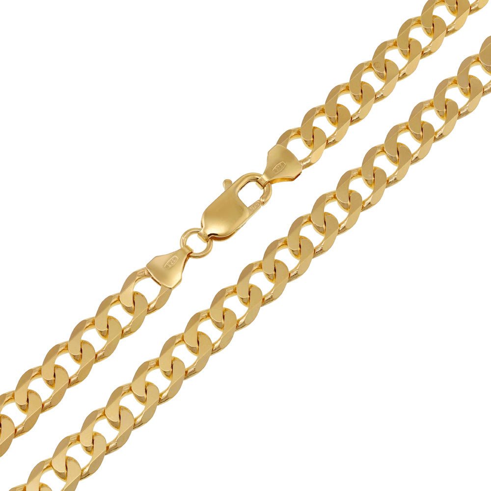 9ct Yellow Gold Curb Chain 8mm - FJewellery