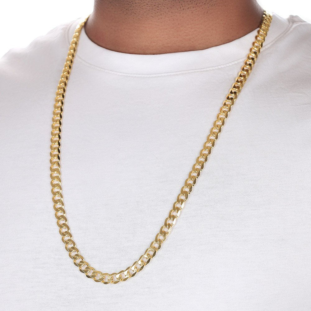 9ct Yellow Gold Curb Chain 8mm - FJewellery