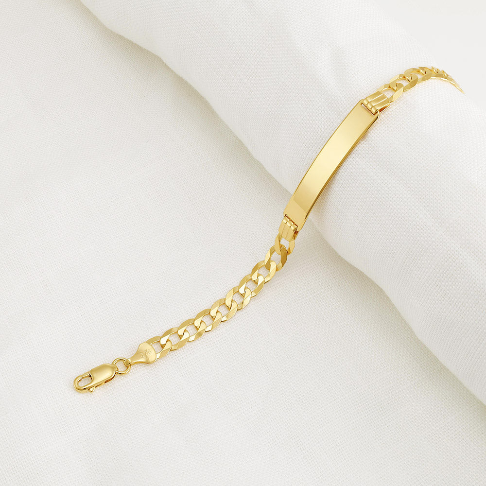 9ct Yellow Gold Curb Id Bracelet 5.4mm - FJewellery