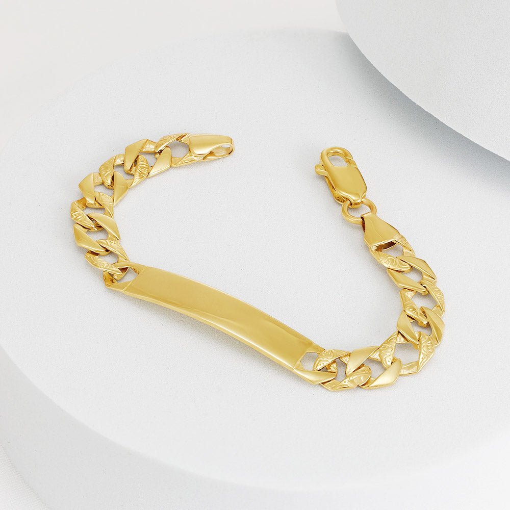 9ct Yellow Gold Curb Id Bracelet 6.9mm - FJewellery