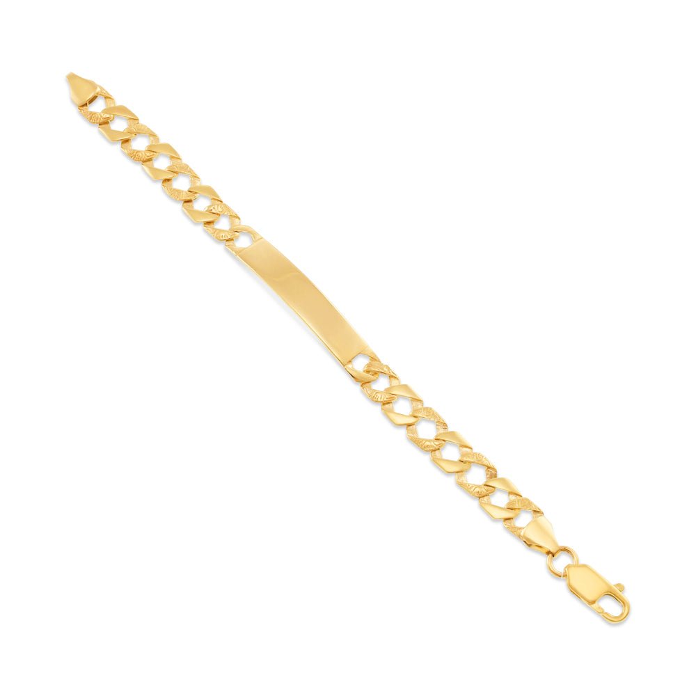 9ct Yellow Gold Curb Id Bracelet 6.9mm - FJewellery
