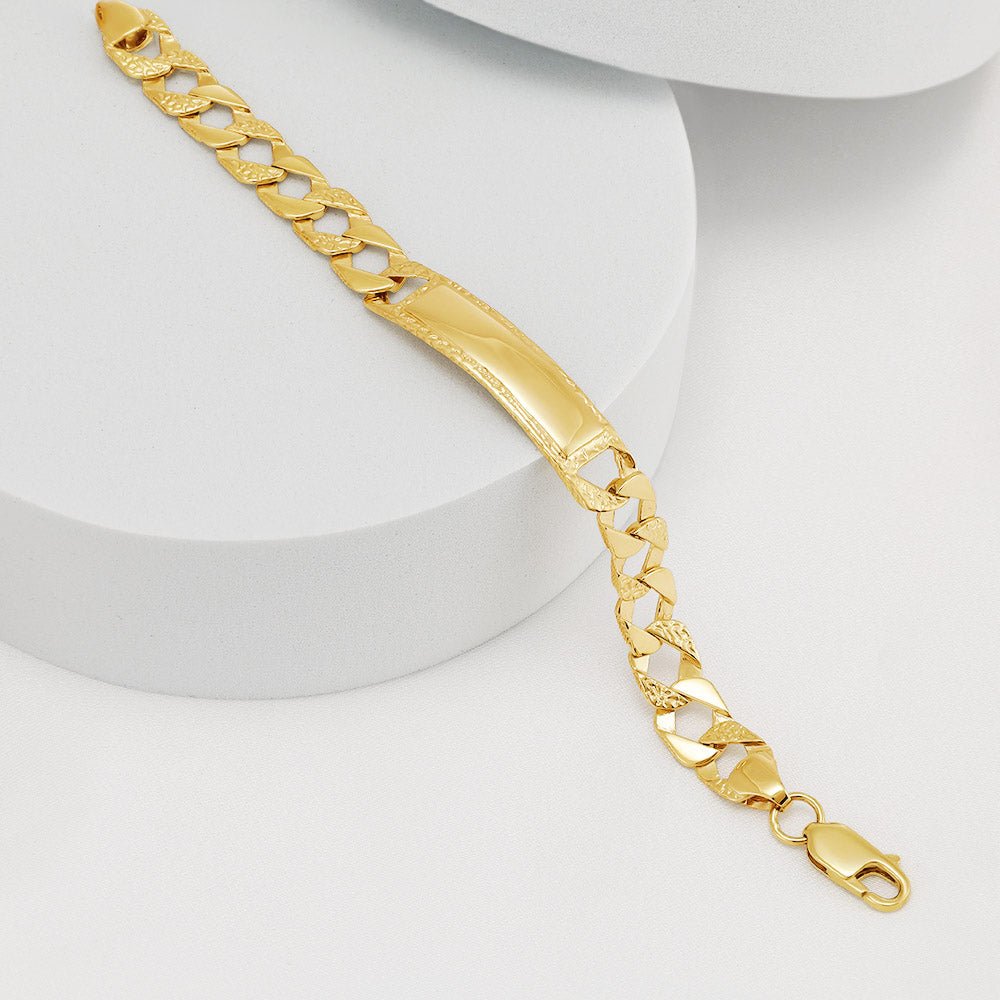 9ct Yellow Gold Curb Id Bracelet 7.6mm - FJewellery