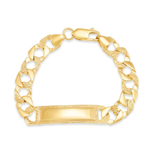 9ct Yellow Gold Curb Id Bracelet 7.6mm - FJewellery