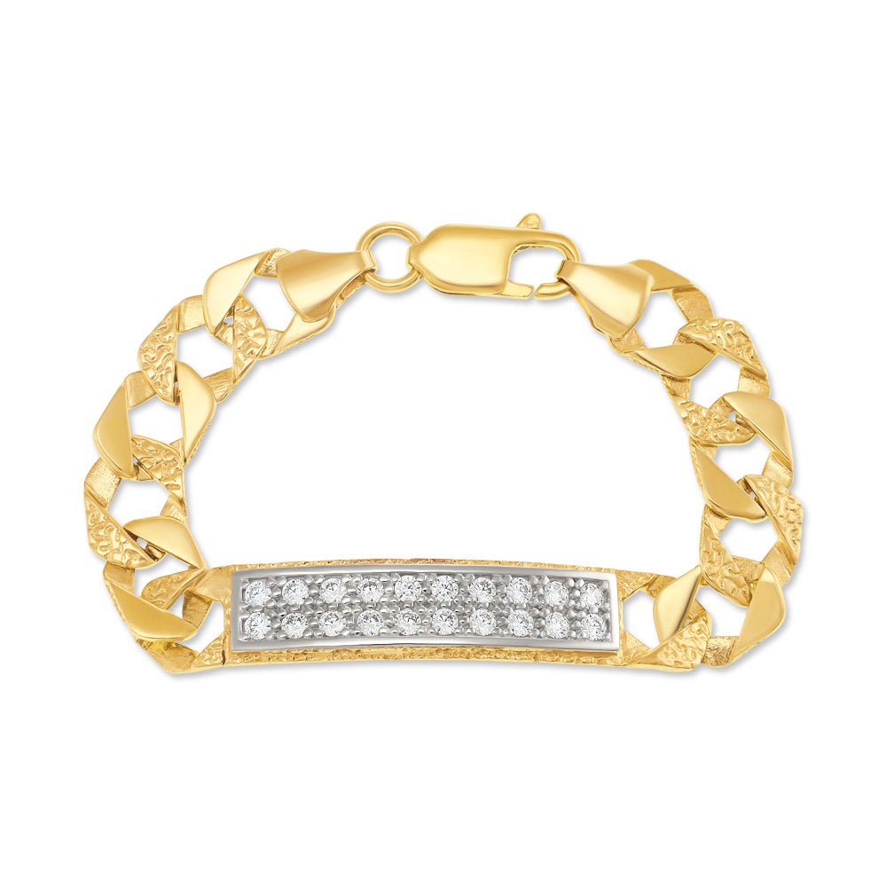 9ct Yellow Gold Curb Id Bracelet 7mm - FJewellery