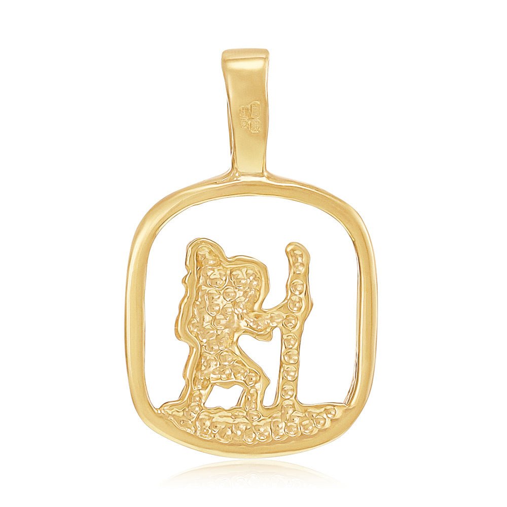 9ct Yellow Gold Cut Out Saint Christopher Pendant - FJewellery