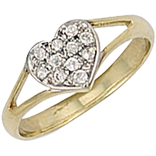 9ct Yellow Gold Cute Cz Heart Baby Ring - FJewellery