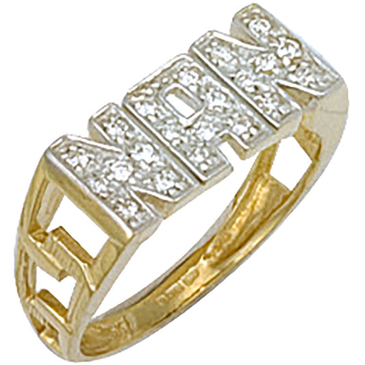 9ct Yellow Gold Cz ID Sides NAN Ring - FJewellery