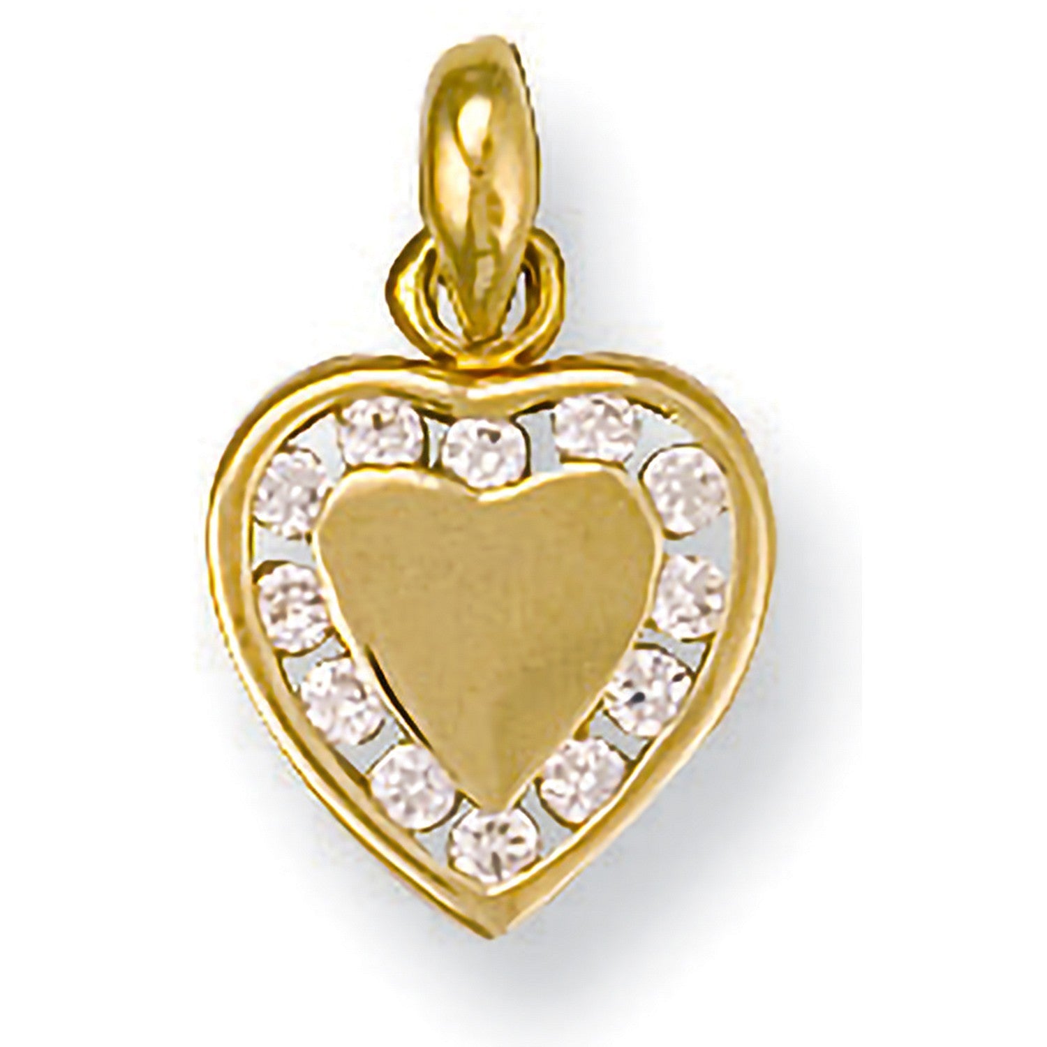 9ct Yellow Gold Cz set in a Heart shape Pendant - FJewellery