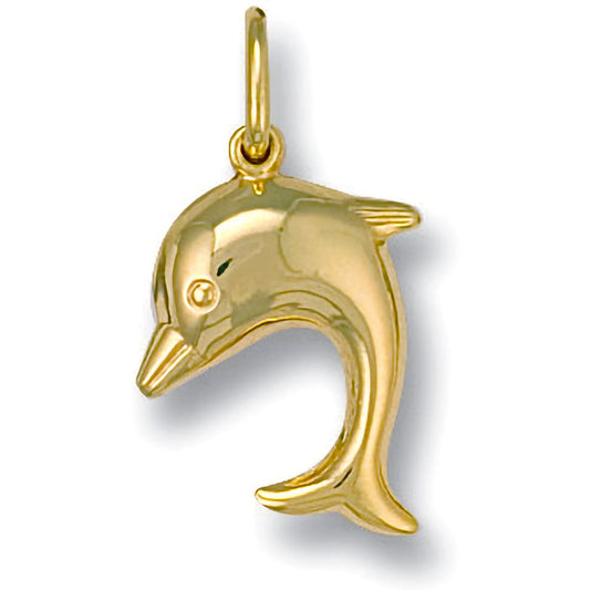 9ct Yellow Gold Dolphin Pendant - FJewellery