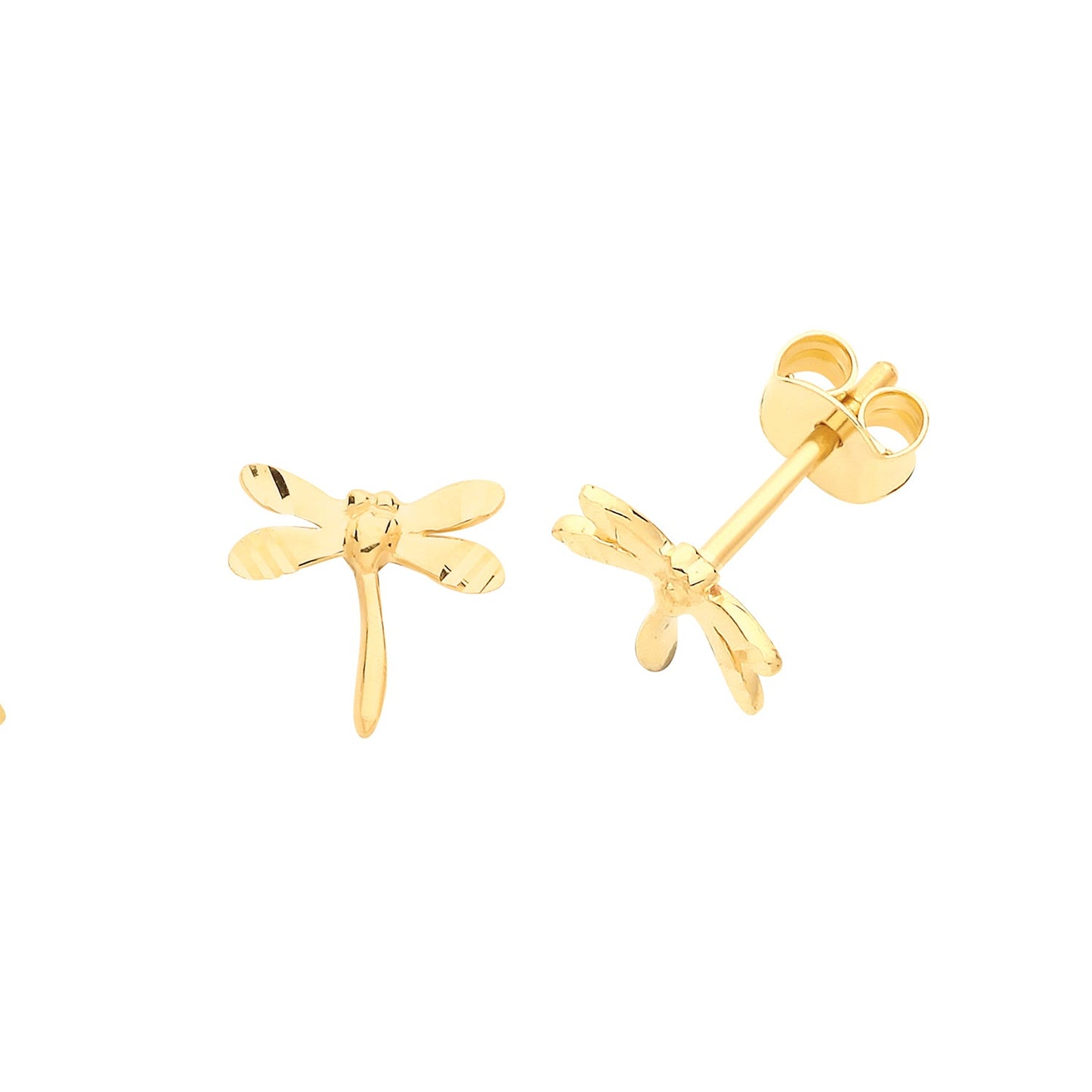 9ct Yellow Gold Dragon Fly Studs - FJewellery