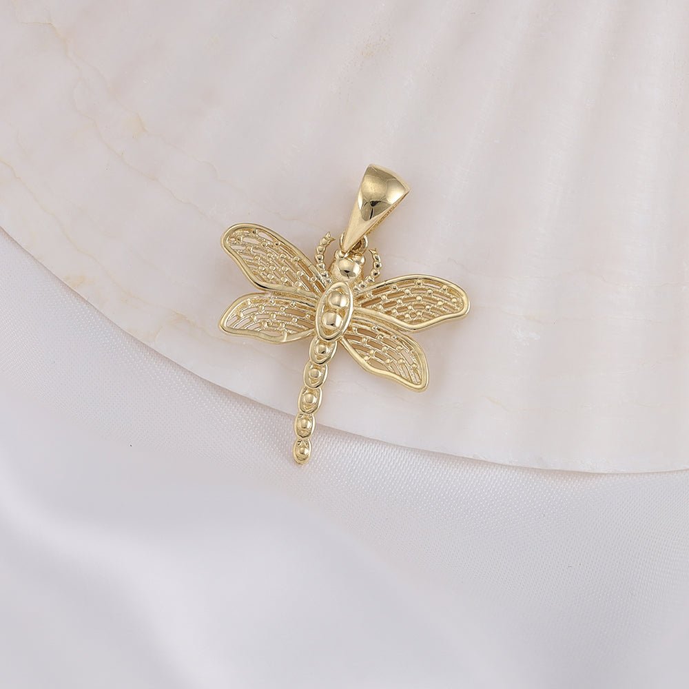 9ct yellow gold Drangonfly Pendants PD60-9-46-6 - FJewellery