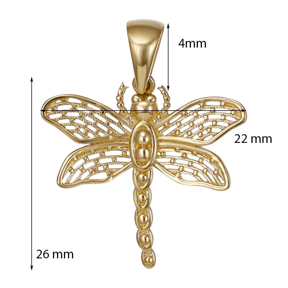 9ct yellow gold Drangonfly Pendants PD60-9-46-6 - FJewellery
