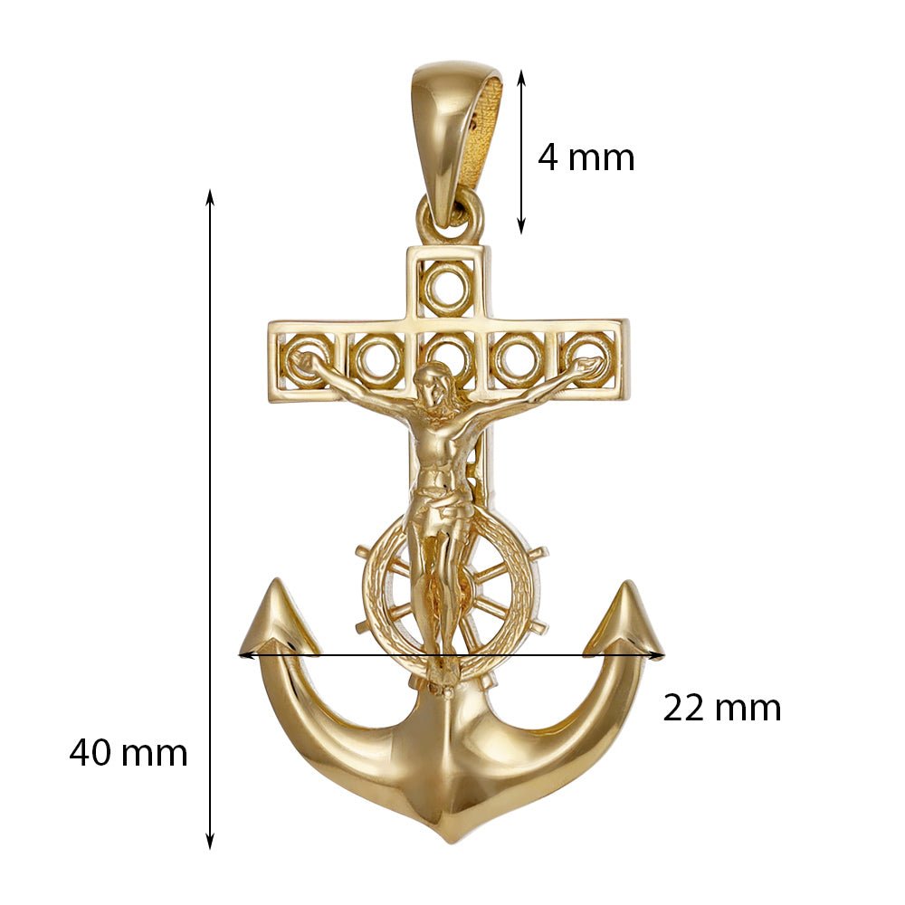 9ct yellow gold Drop Anchor Pendants PD60-9-41-5 - FJewellery