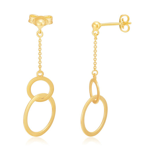9ct Yellow Gold Drop Earrings 42 X 14mm - FJewellery