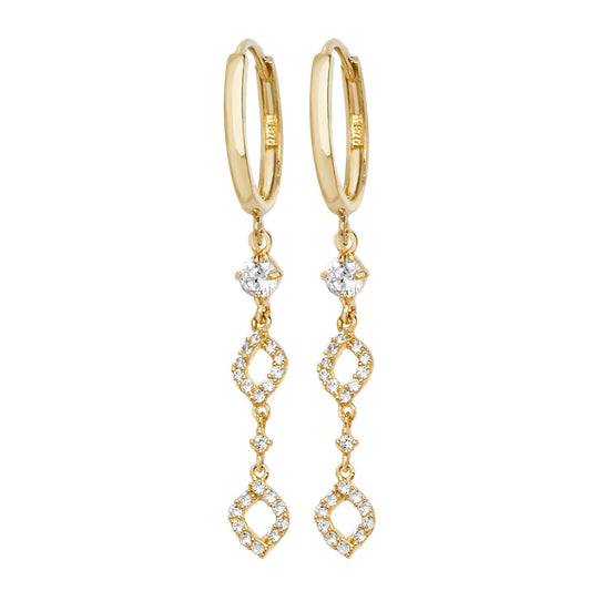 9ct Yellow Gold Drop Earrings with Cz - FJewellery