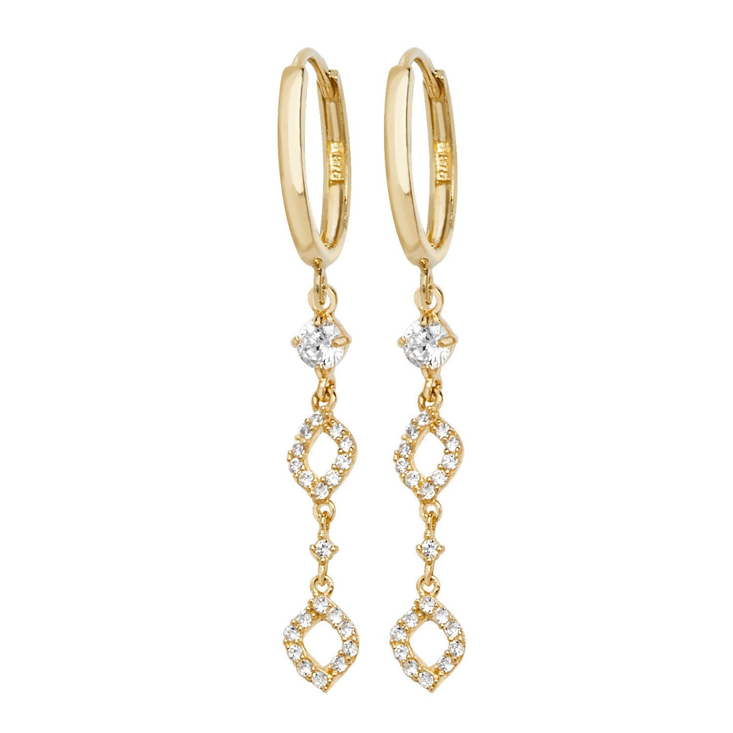9ct Yellow Gold Drop Earrings with Cz - FJewellery