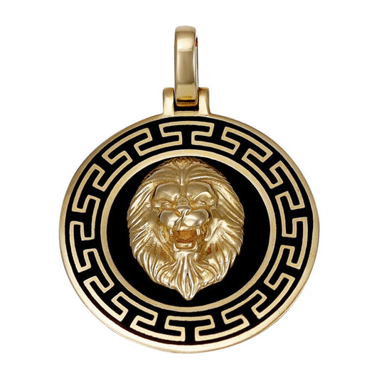 9ct yellow gold Enamel Lion Animals Pendants - FJewellery