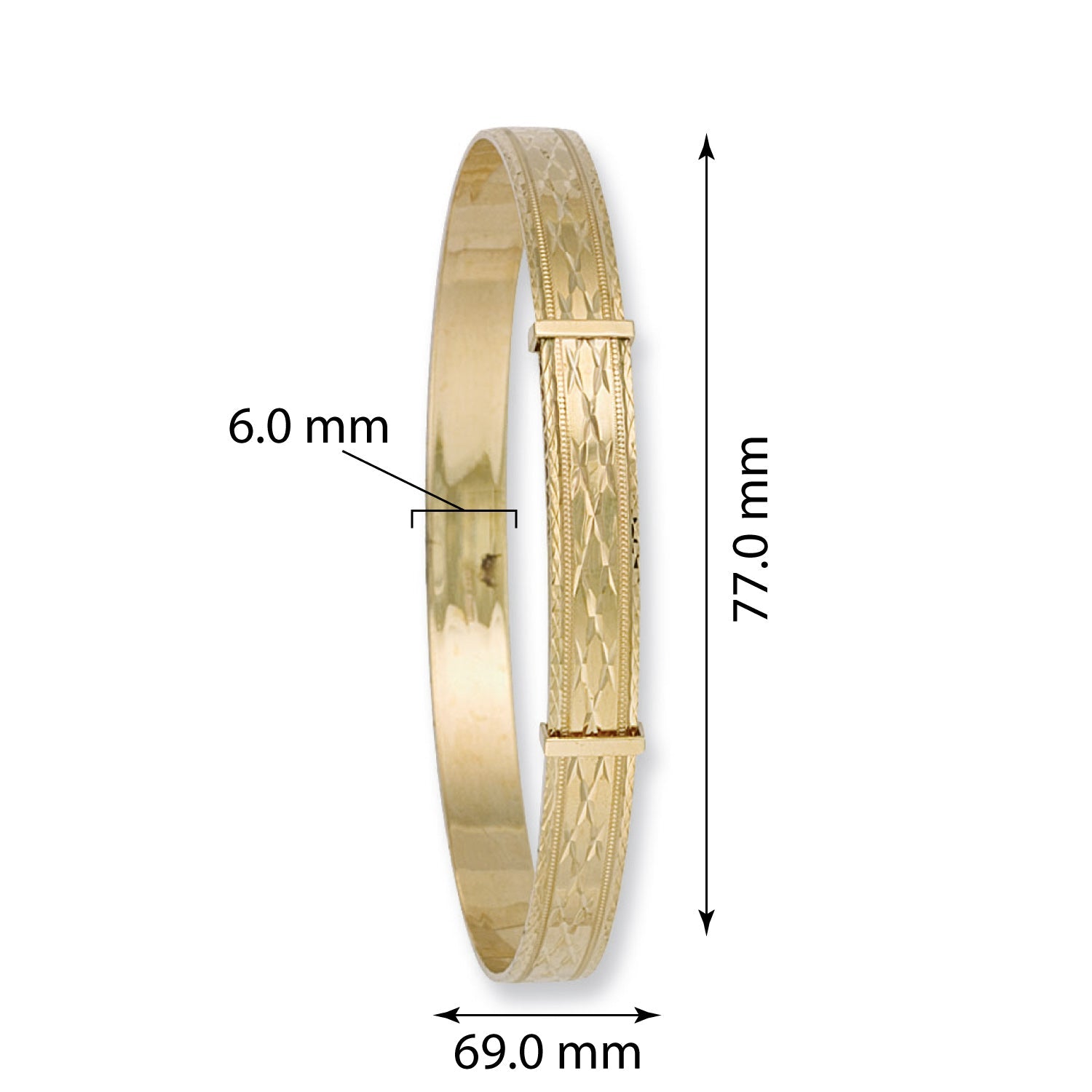 9ct Yellow Gold Expandable Slave Bangle 6mm - FJewellery