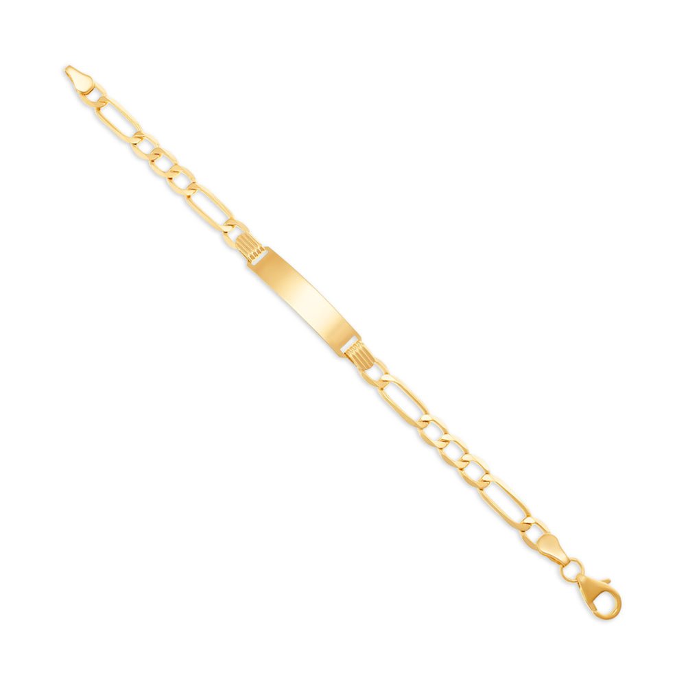 9ct Yellow Gold Figaro Id Bracelet 5.2mm - FJewellery