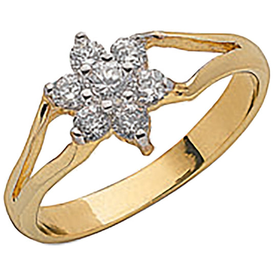 9ct Yellow Gold Flower Cz Baby Ring - FJewellery