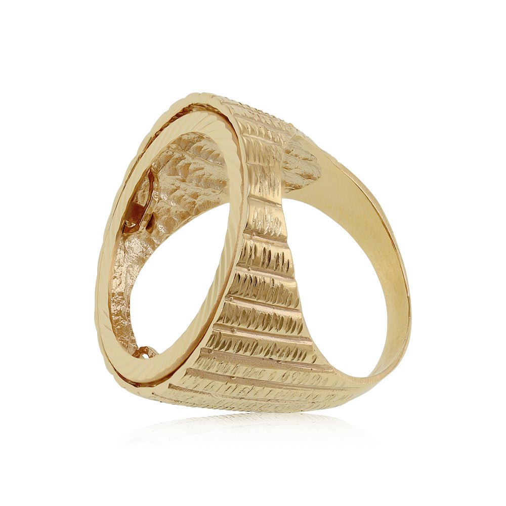 9ct Yellow Gold (Full) Barked Sides Sovereign Ring DSHR0019F - FJewellery