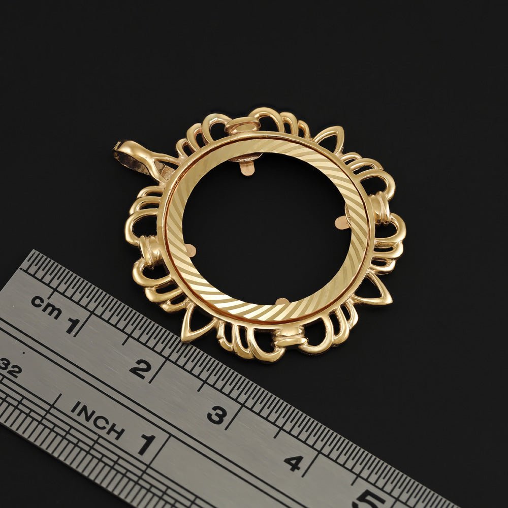 9ct Yellow Gold (Full) Fancy Sovereign Pendant 36.9mm - FJewellery