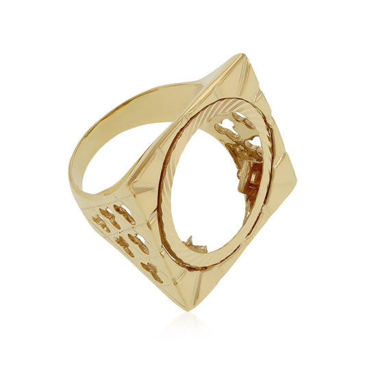 9ct Yellow Gold (Full) Square Top Sovereign Ring DSHR0010F - FJewellery