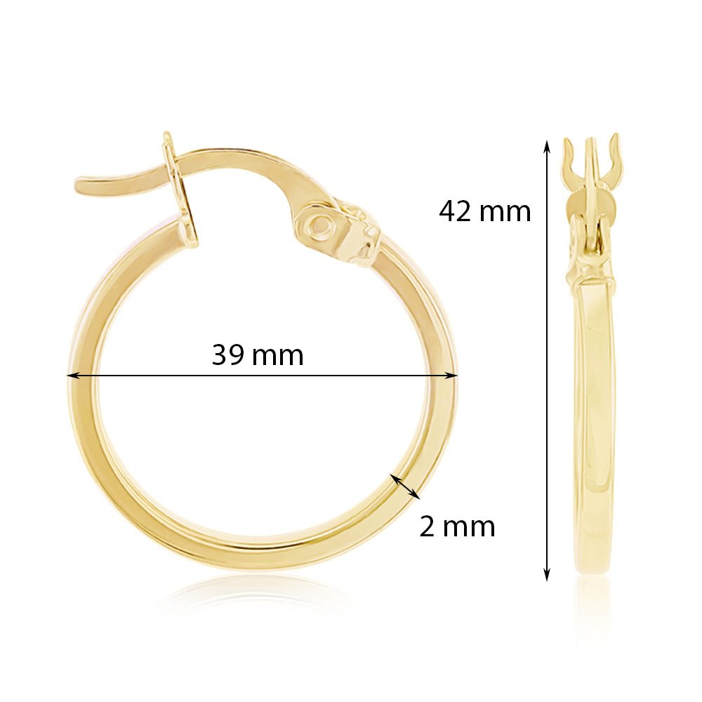 9ct Yellow Gold Greek Key Hoop Earrings ERV0222L - FJewellery