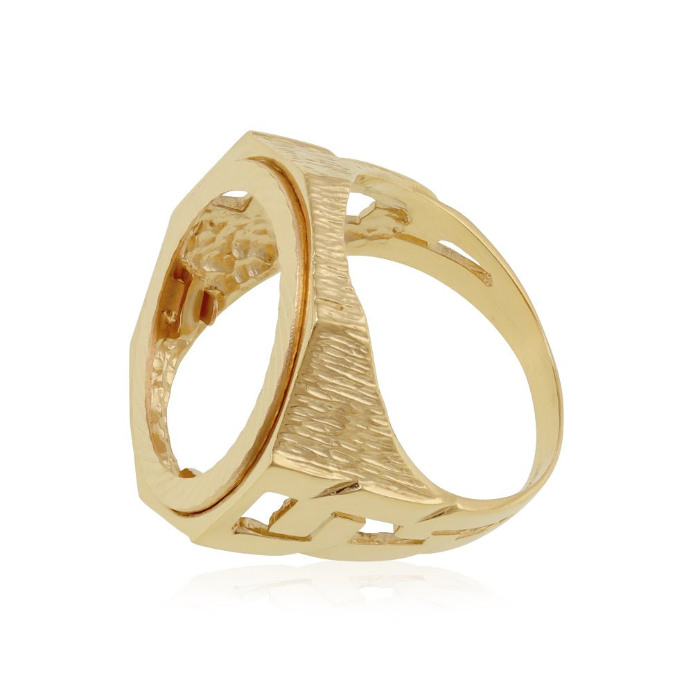 9ct Yellow Gold (Half) ID Sides Sovereign Ring DSHR0014H - FJewellery