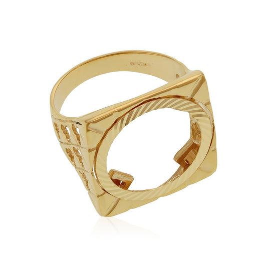 9ct Yellow Gold (Half) Square Top Sovereign Ring DSHR0010H - FJewellery