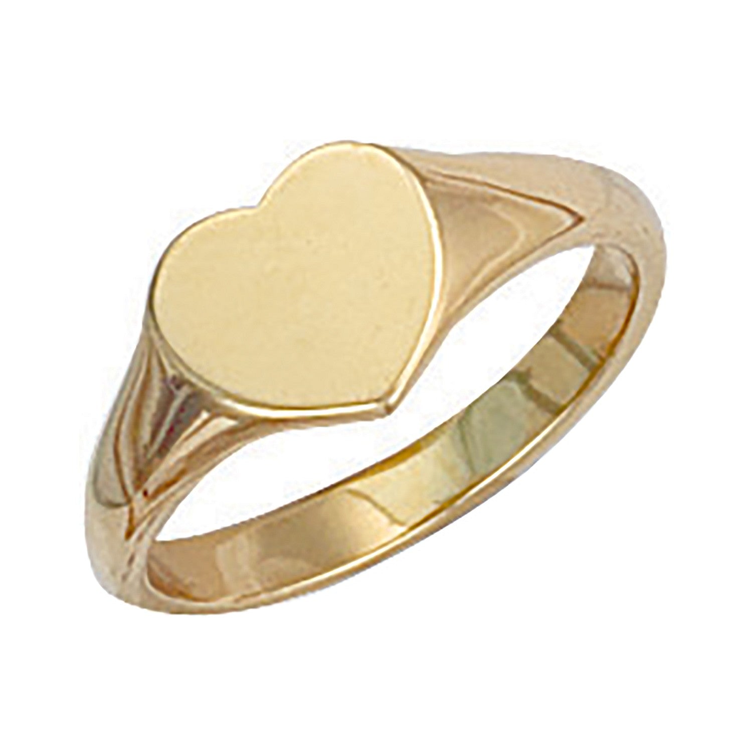 9ct Yellow Gold Heart Plain Maiden Signet Ring - FJewellery