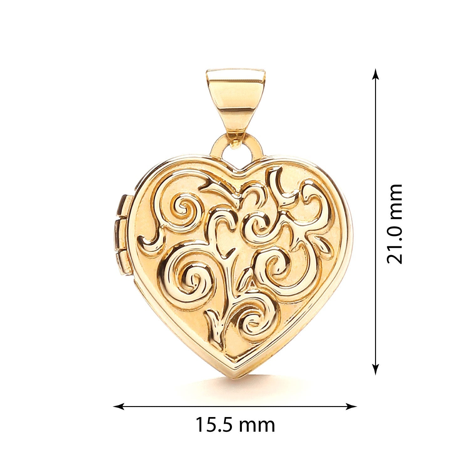 9ct Yellow Gold Heart Shape Locket with design - FJewellery