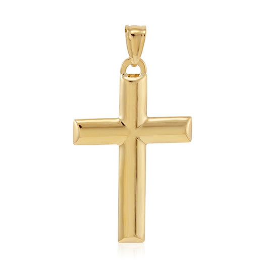 9ct Yellow Gold Hollow Tubed Cross - FJewellery
