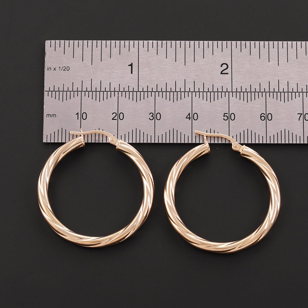 9ct Yellow Gold Hoop Earrings 30.6 X 2.9mm - FJewellery