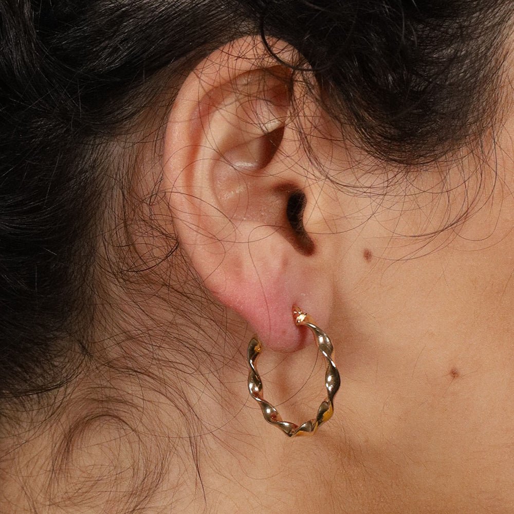 9ct Yellow Gold Hoop Earrings 30.7 X 3.0mm - FJewellery