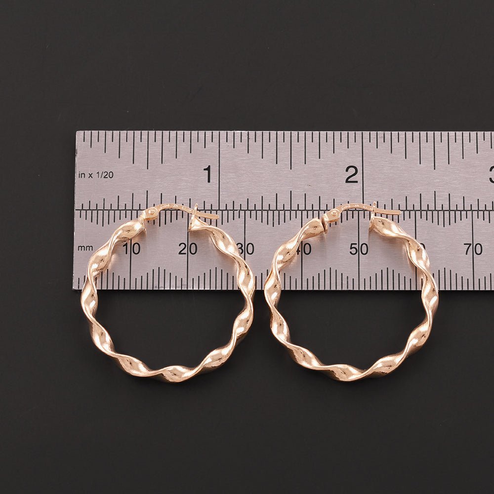 9ct Yellow Gold Hoop Earrings 30.7 X 3.0mm - FJewellery