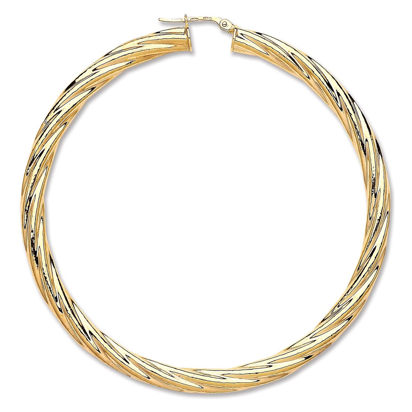 9ct Yellow Gold Hoop Earrings 69mm - FJewellery
