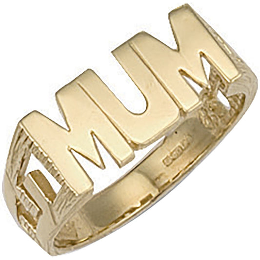 9ct Yellow Gold ID Sides Mum Ring - FJewellery